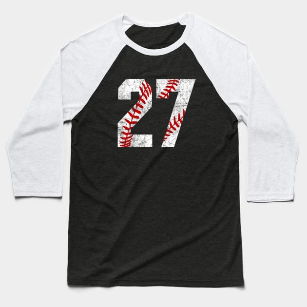 Vintage #27 Baseball Laces Baseball Mom Jersey Love Baseball T-shirt Baseball T-Shirt by TeeCreations